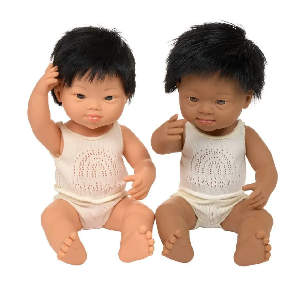 Multicultural Boy Down Syndrome 15" Dolls 4 Piece Kit
