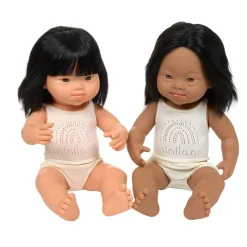 Multicultural Girl Down Syndrome 15" Dolls 4 Piece Kit
