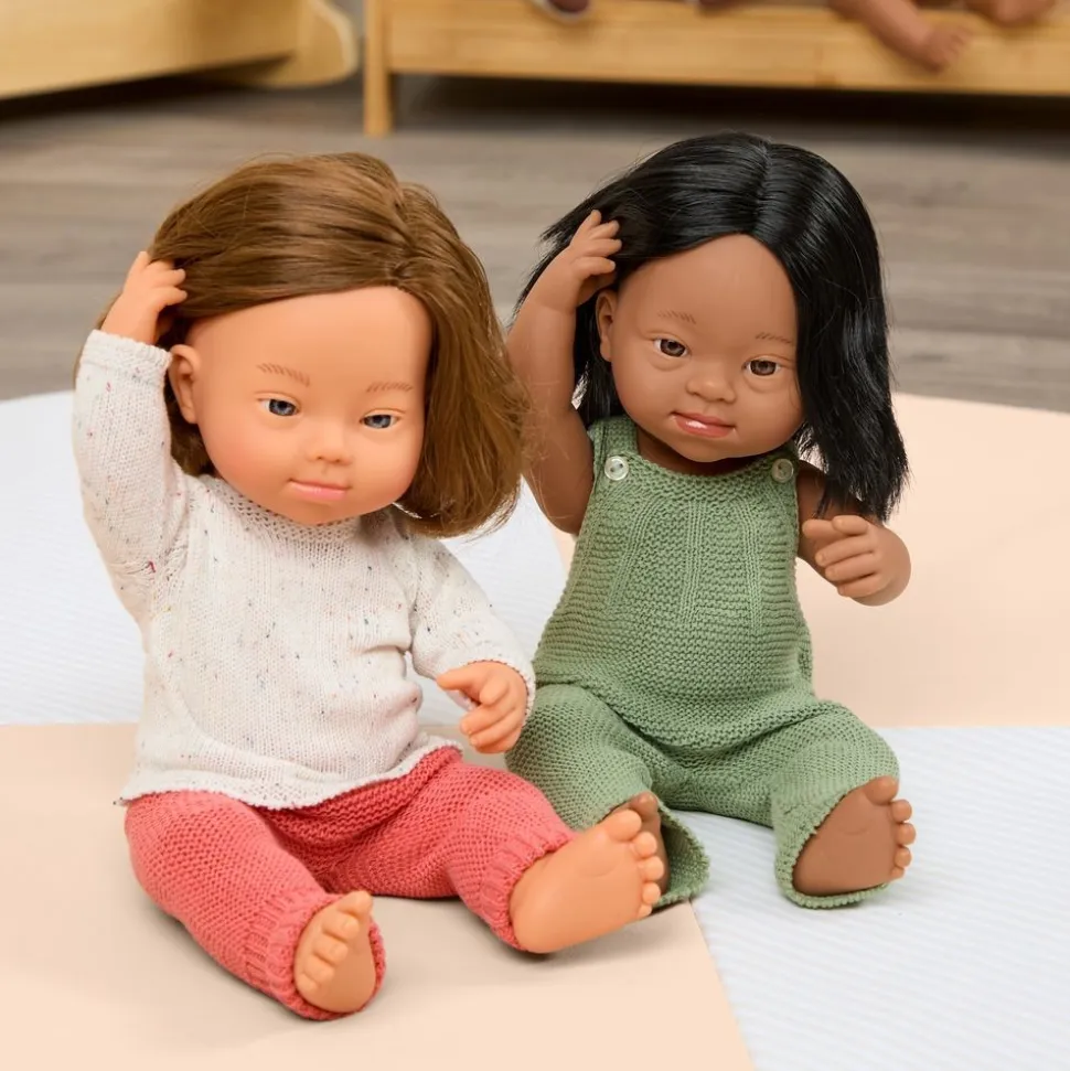 Multicultural Girl Down Syndrome 15" Dolls 4 Piece Kit