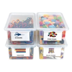 MyPerfectClassroom® Clear Easy Label Bins with Lids - Set of 4