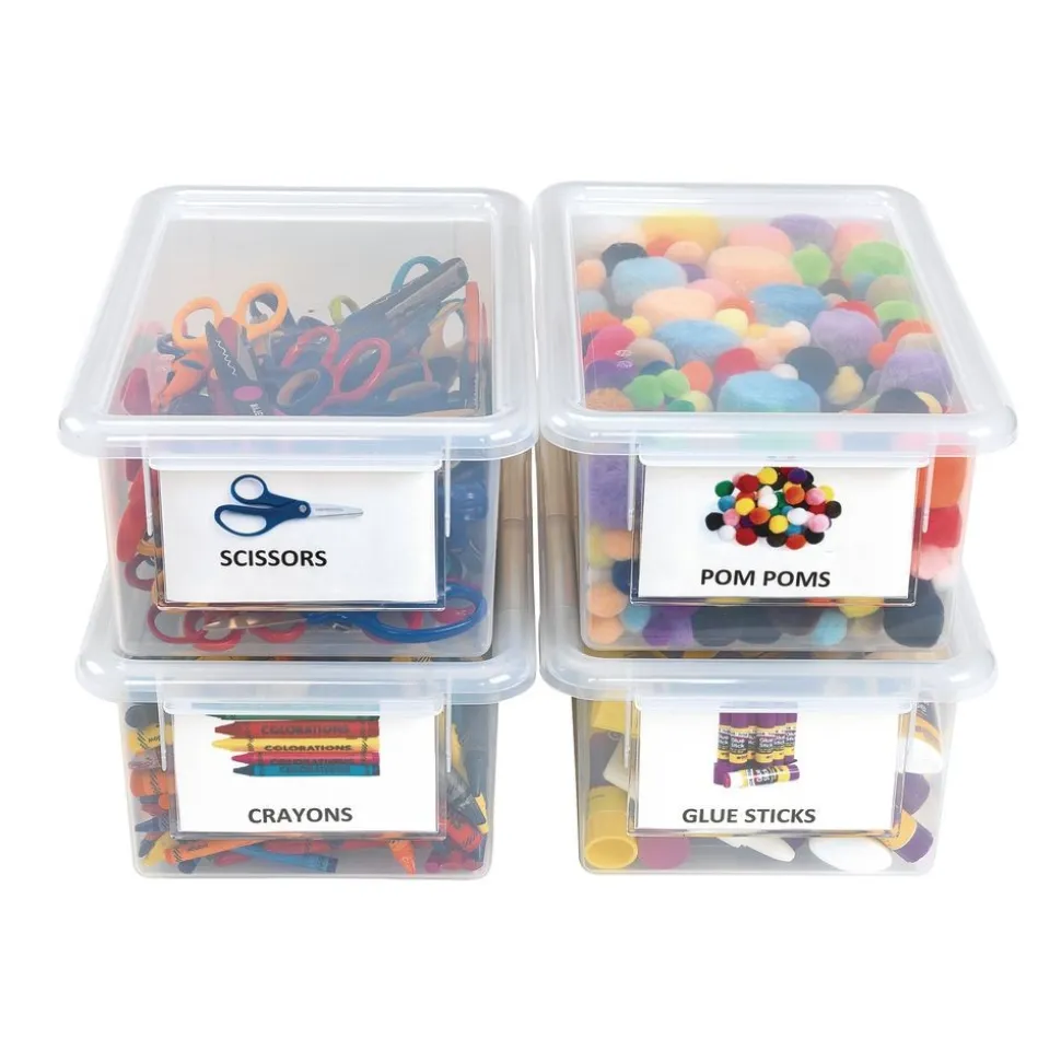 MyPerfectClassroom® Clear Easy Label Bins with Lids - Set of 4