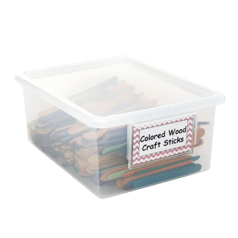 MyPerfectClassroom® Set of 4 Easy-Label Teaching Totes with Lids - Clear