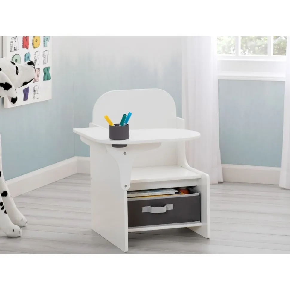 My Size Chair Desk and Storage Bin - White
