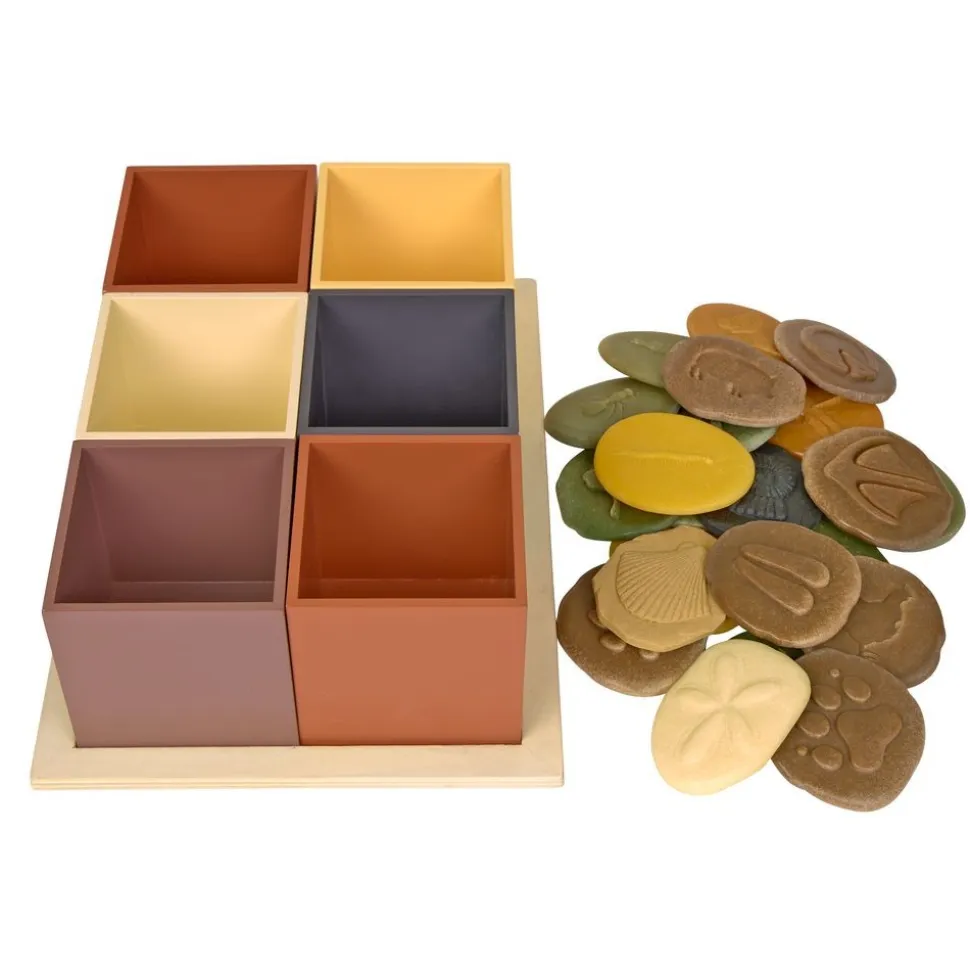 Natural Wooden Sorting Boxes & Sensory Stones Kit