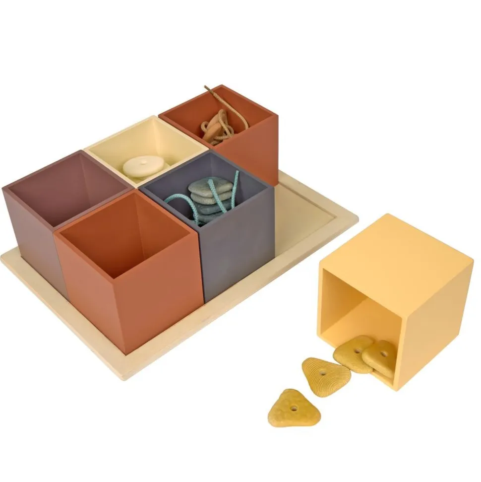 Natural Wooden Sorting Boxes & Threading Stones Kit