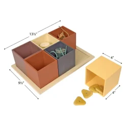 Natural Wooden Sorting Boxes & Threading Stones Kit