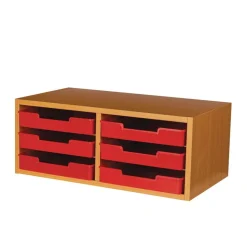 Oak 6-Slot Mail Center With Trays Single Color - 1 mail center, 6 trays, 6 labels