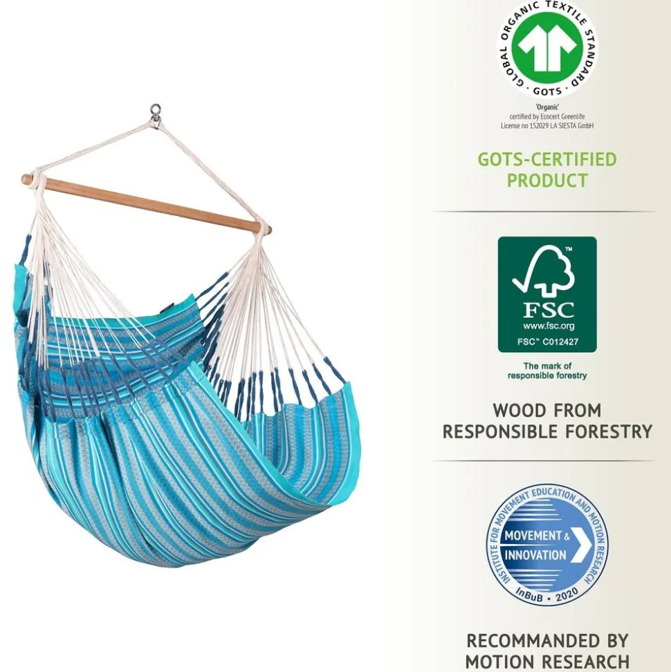100% Organic Cotton Comfort Hammock Chair - Habana Azure