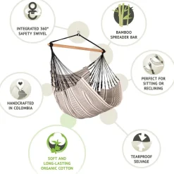 100% Organic Cotton Comfort Hammock Chair - Habana Zebra