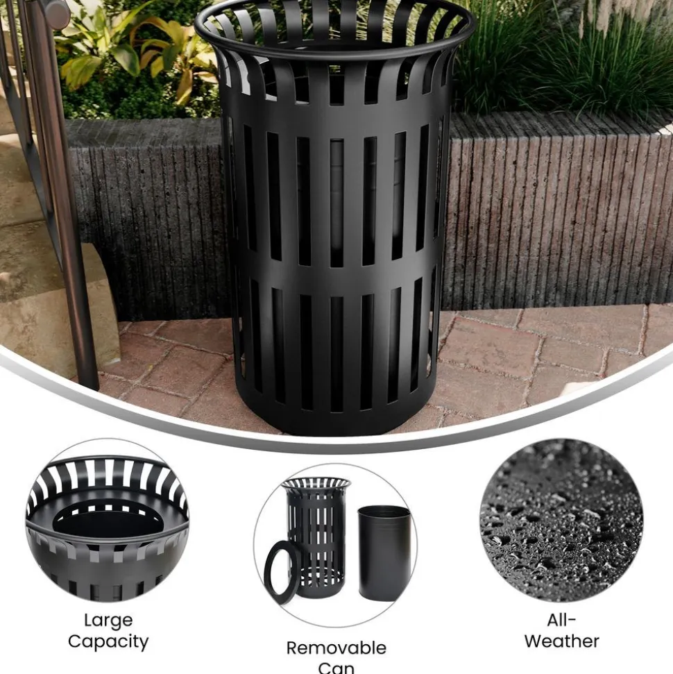 Outdoor 37 Gallon Trash Can Black