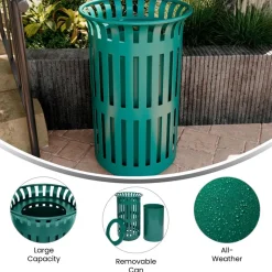 Outdoor 37 Gallon Trash Can Green
