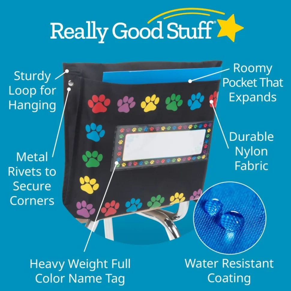Paw Prints Border Store More® Deep-Pocket Chair Pockets - 6 Pack
