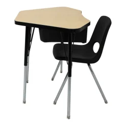 Petal Desk & 16" Stack Chair Set - Gray/Black (2-Pack/4-Piece)