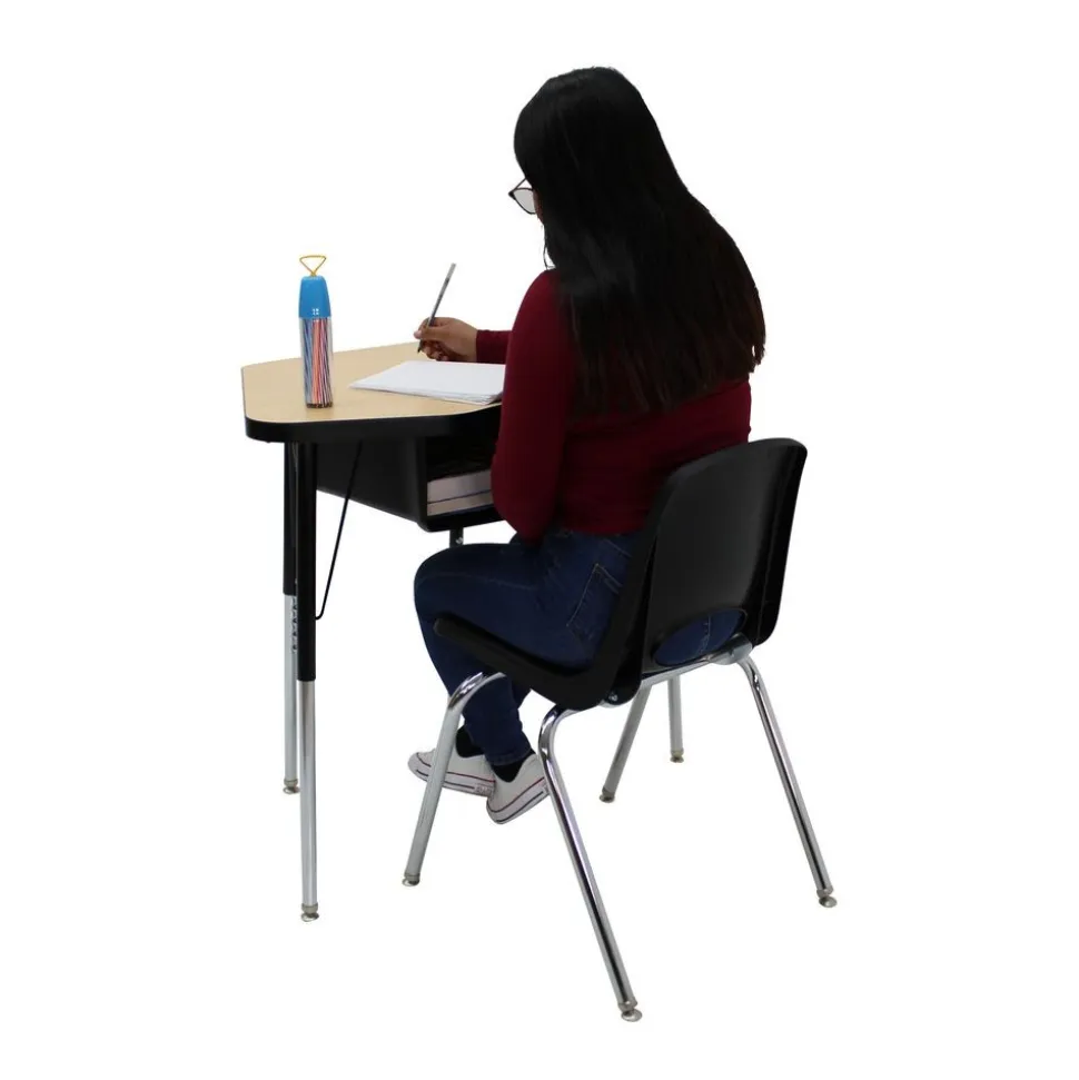 Petal Desk & 16" Stack Chair Set - Gray/Black (2-Pack/4-Piece)