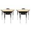 Petal Desk & 14" Stack Chair Set - Maple/Black (2-Pack/4-Piece)