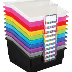 Picture Book Library Bins With Dividers - 12-Pack Rainbow