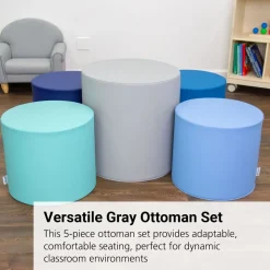 5 Piece Ottoman Set - Tranquility - Gray