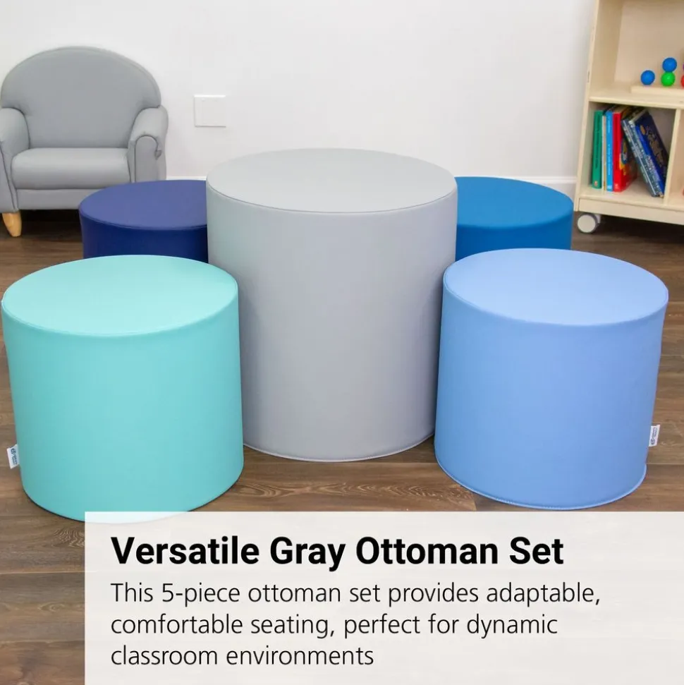 5 Piece Ottoman Set - Tranquility - Gray