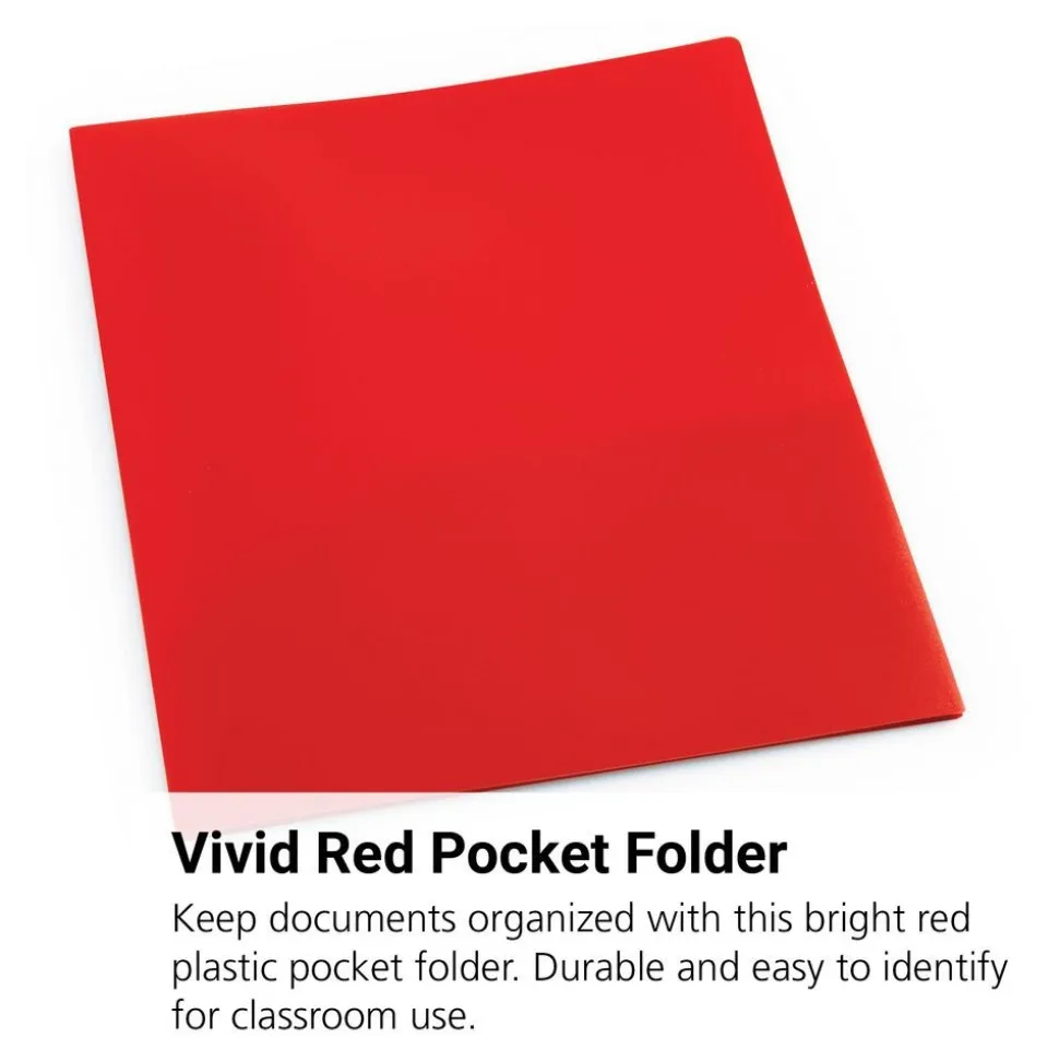 Plastic Pocket Folder, Red