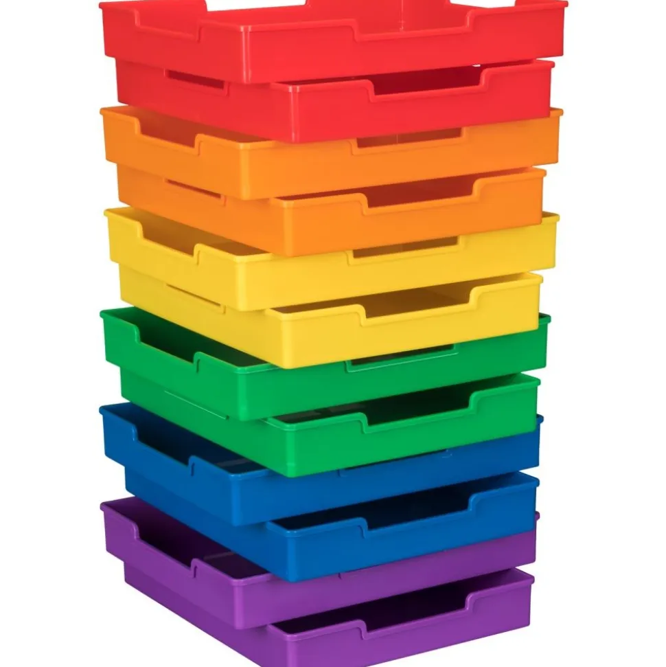 Plastic Trays - Set Of 12 - 6-Color Grouping