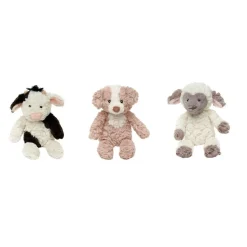 Plush Stuffed Barnyard Animals, Set of 3 - Cow, Lamb and Dog
