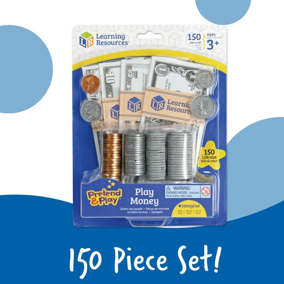 Pretend & Play money and coins - 150 Pcs.