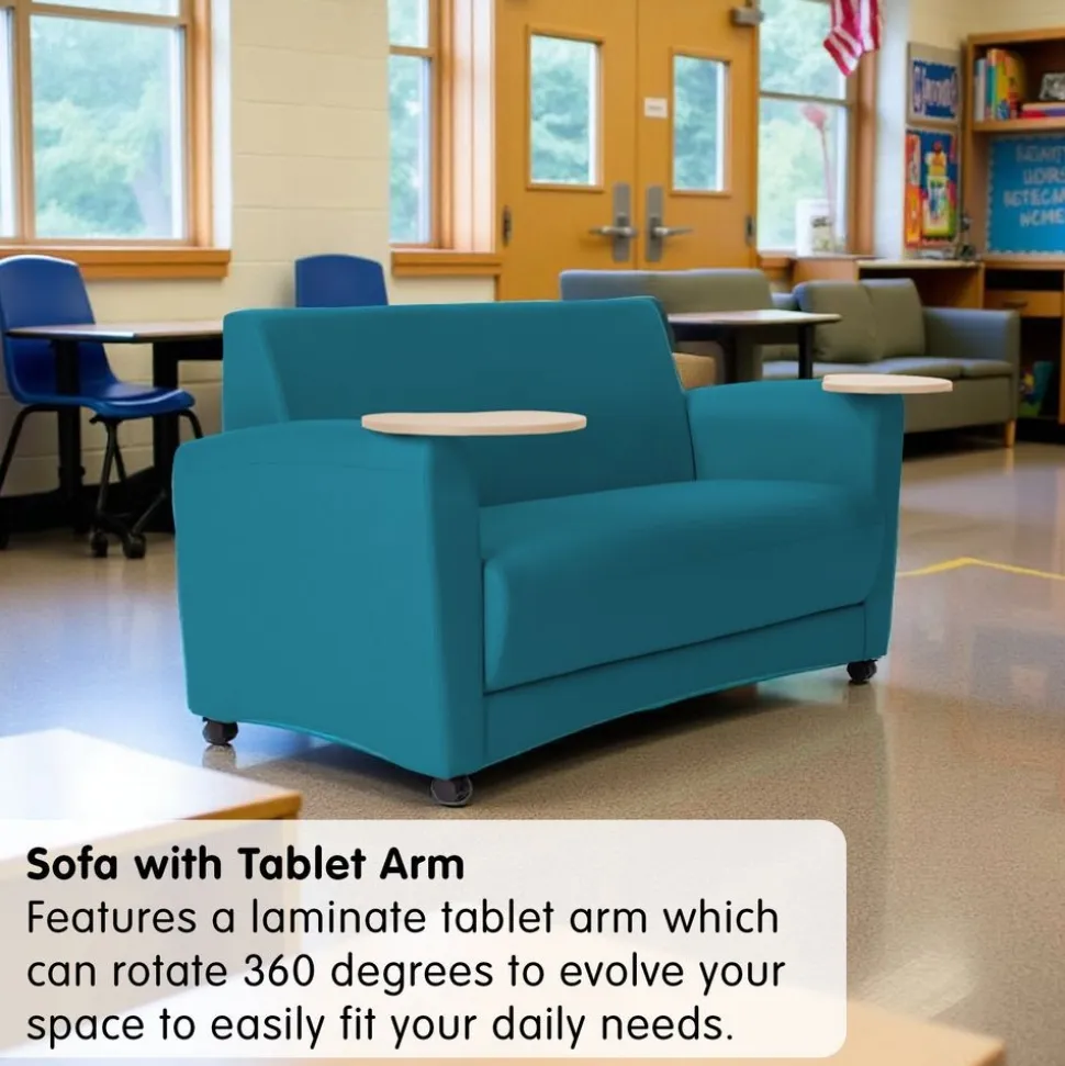 Pro Series Upholstered Common Area Sofa with Tablet Arm - Teal