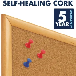 Quartet Classic Cork Bulletin Board, 60" x 36", Oak Finish Frame