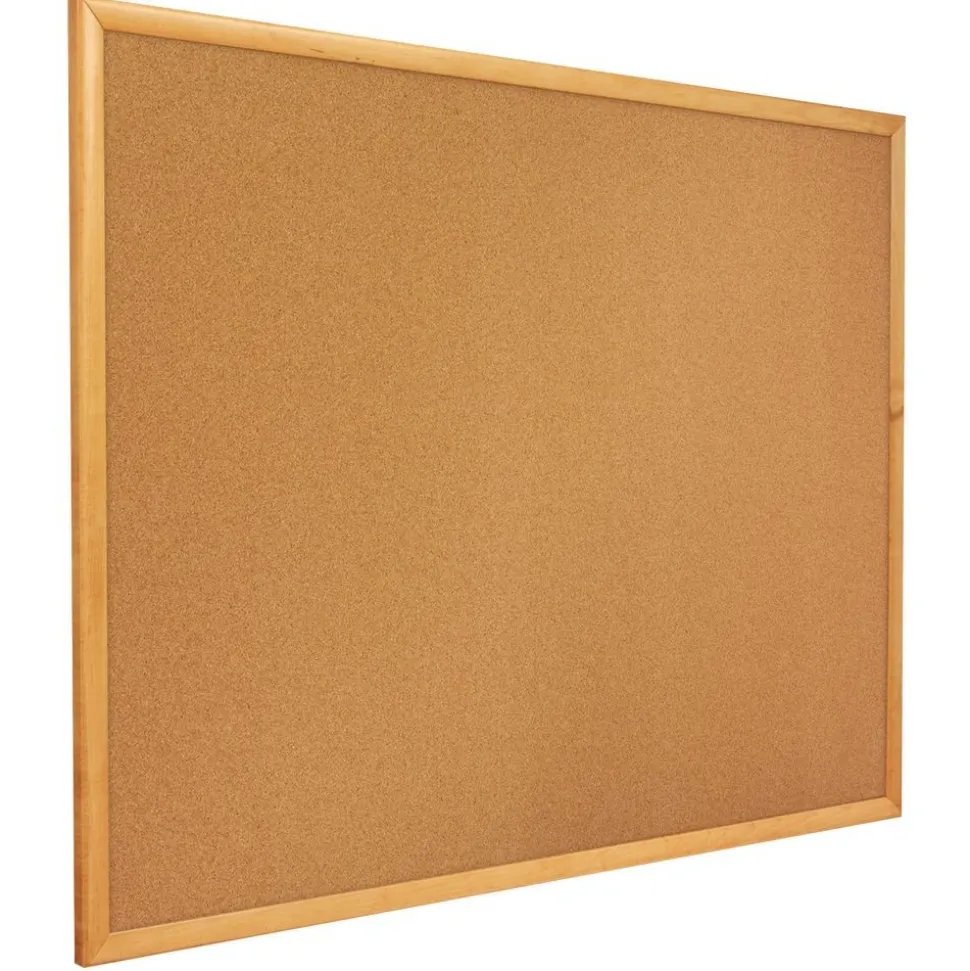 Quartet Classic Cork Bulletin Board, 60" x 36", Oak Finish Frame