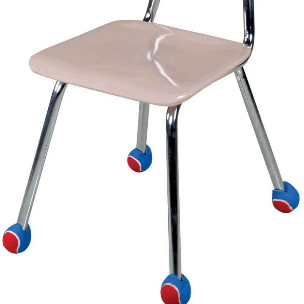 Quiet Chair Stay-Put Foot Covers - Set Of 24 - Red/Blue