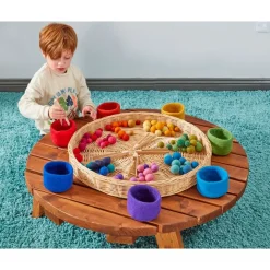 Rainbow Nesting Felt Bowls & Balls - 7 bowls 100 balls