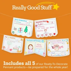 Ready to Decorate® Pennants Posters Classroom Pack - 120 Posters