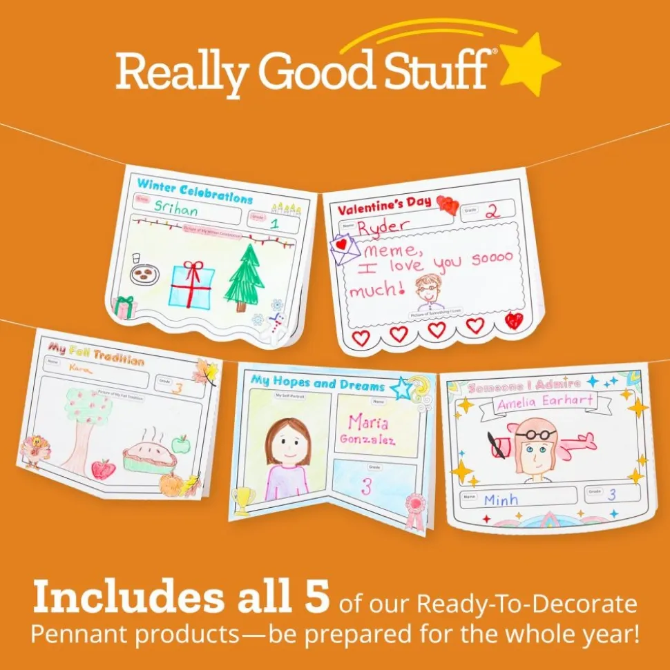 Ready to Decorate® Pennants Posters Classroom Pack - 120 Posters