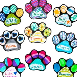 Ready-To-Decorate® Student Name Paw-Print Magnets - 32 magnets