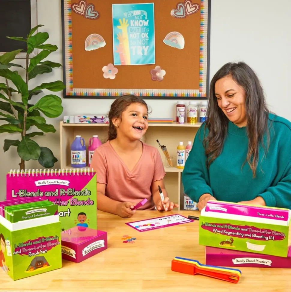 Really Good Phonics™ L- and R-Blends and Three-Letter Blends Kit - Decodable Readers, Flip Chart & Word Segmenting and Blending Kit