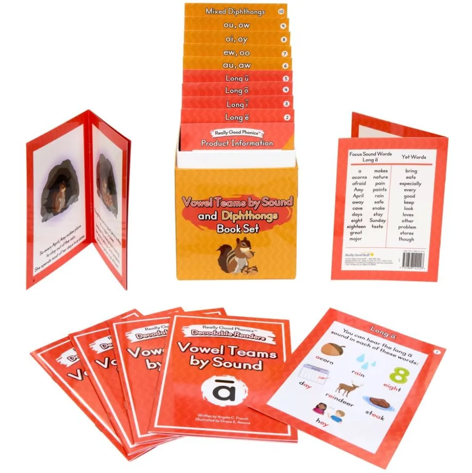 Really Good Phonics™ Team Vowels Diphthongs Kit - Decodable Readers, Flip Chart & Word Segmenting & Blending Kit
