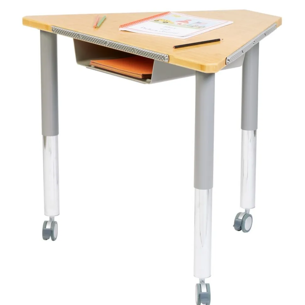 Really Good Stuff® Adjustable Bamboo Top Trapezoid Sensory Desk with Tray