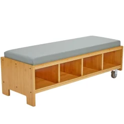 Really Good Stuff® Bamboo Bench Seat with Storage & Cushion