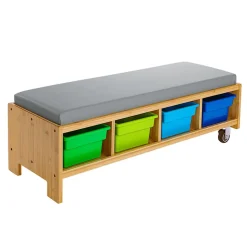 Really Good Stuff® Bamboo Bench Seat with Storage & Cushion