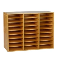 Really Good Stuff® Bamboo 27-Slot Mail Center With Boho Trays