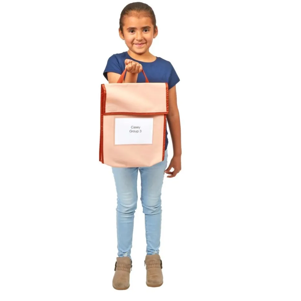 Really Good Stuff® Boho Book Pouch Medium - Peach Book Pouch with Clay Trim - Single