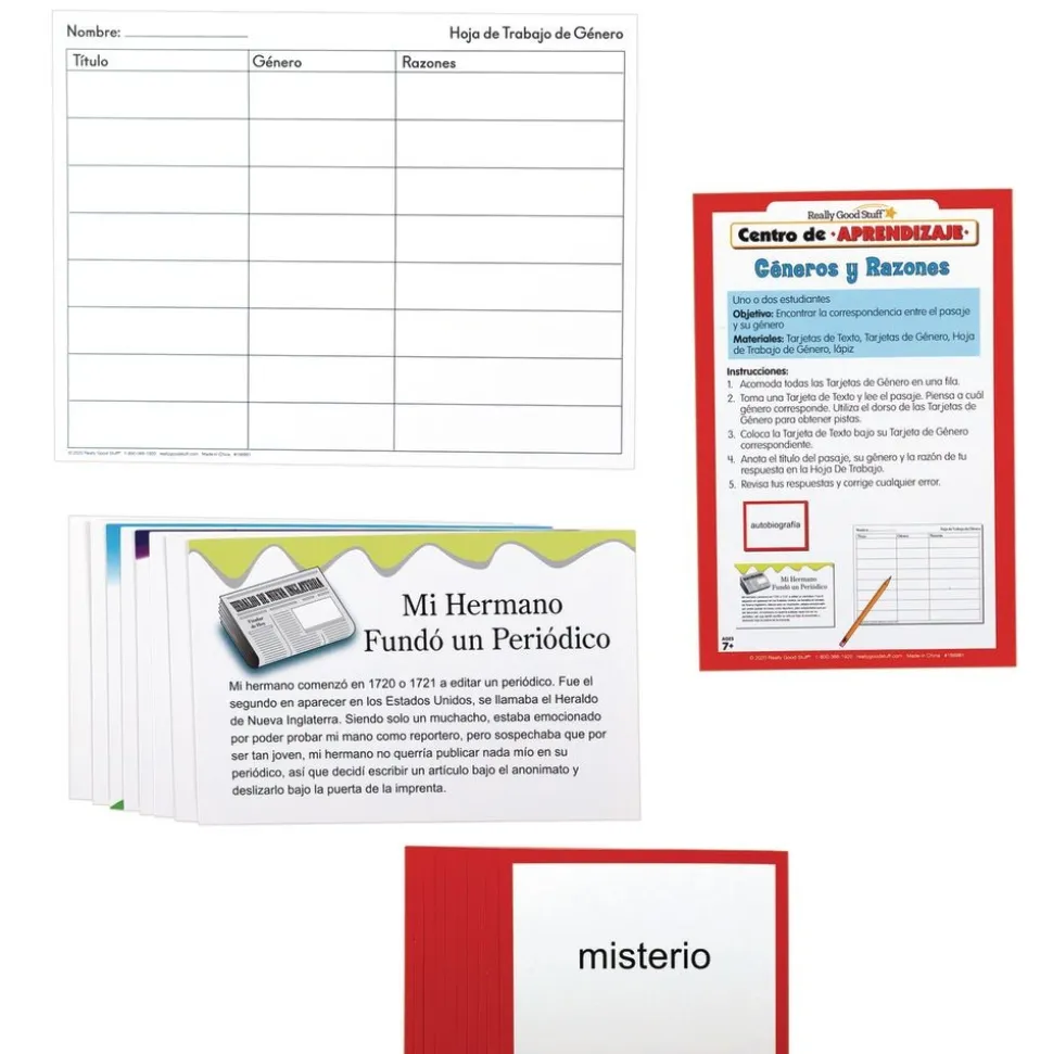 Really Good Stuff® Centro de Aprendizaje: Gneros y Razones Grades 4-5 ( Literacy Center: Genres and Reasons)