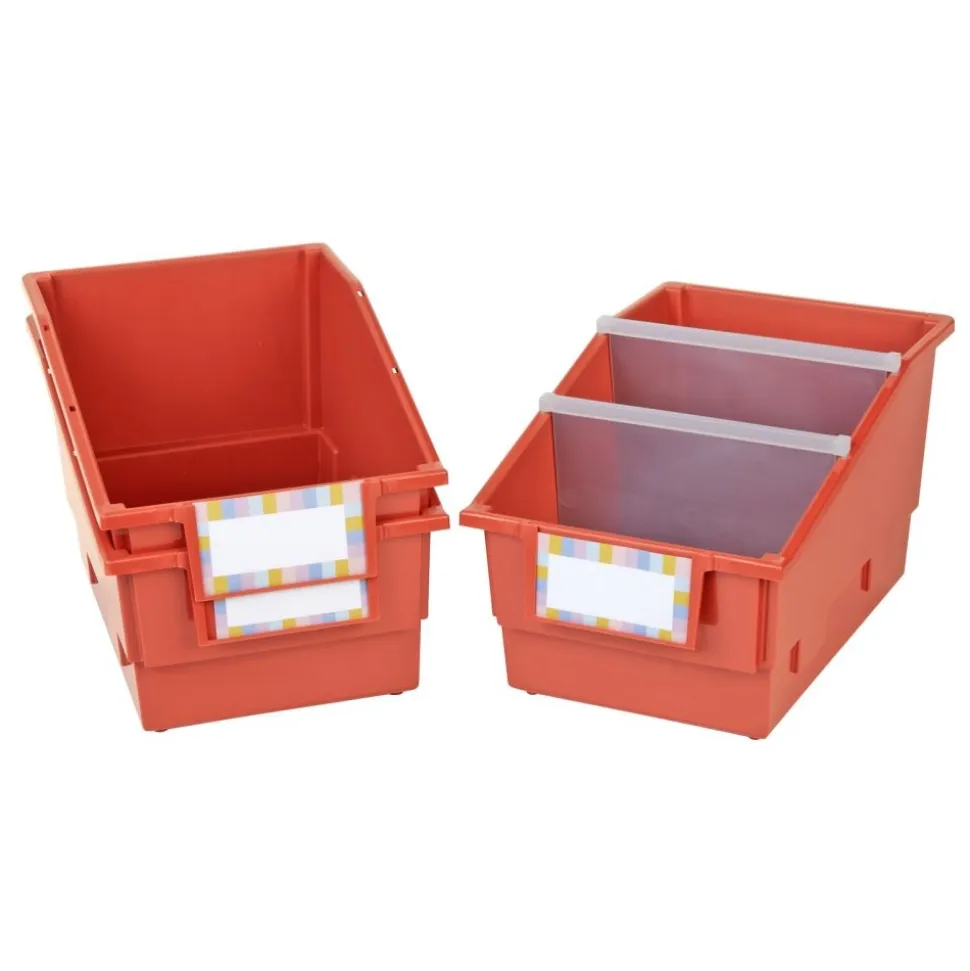Really Good Stuff® Chapter Book Library Bins™ With Dividers - 6 Pack - Clay