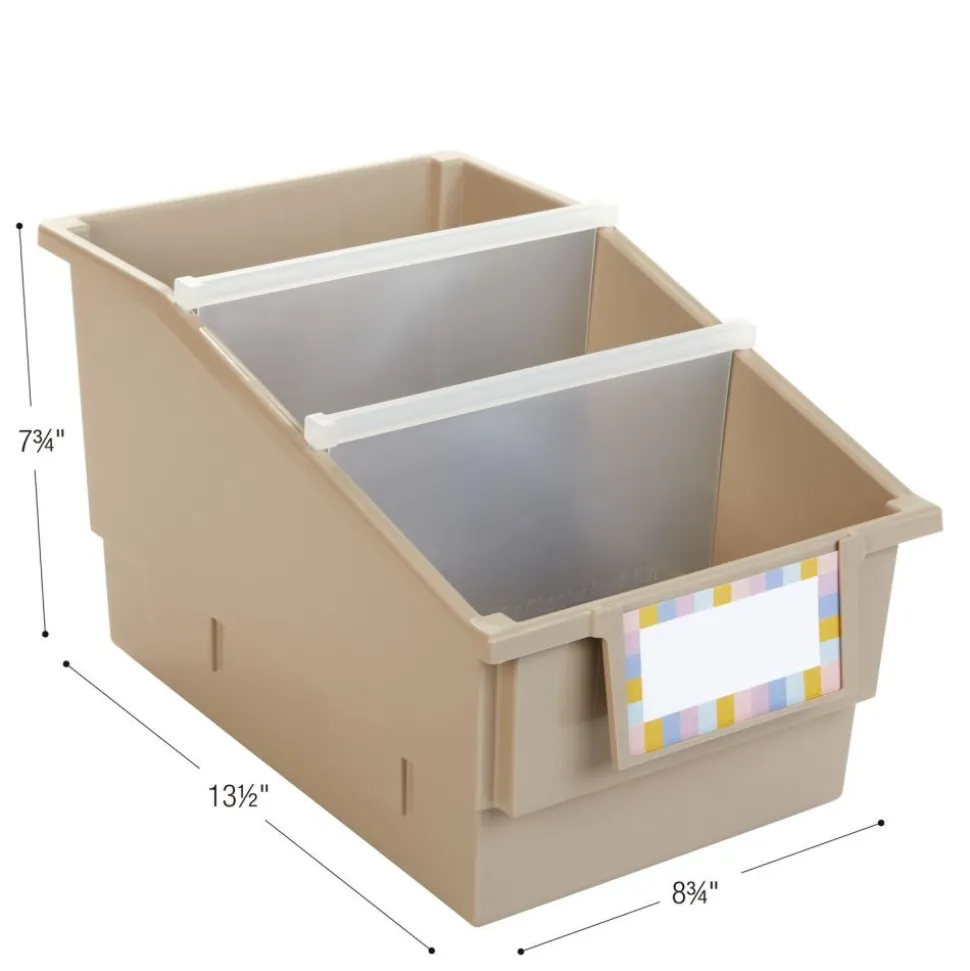 Really Good Stuff® Chapter Book Library Bins™ With Dividers - 6 Pack - Tan