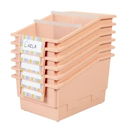 Really Good Stuff® Chapter Book Library Bins™ With Dividers - 6 Pack - Peach