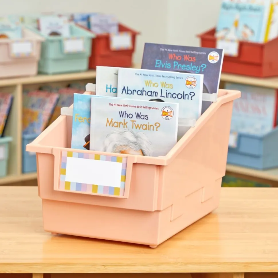 Really Good Stuff® Chapter Book Library Bins™ With Dividers - 6 Pack - Peach