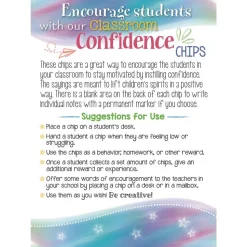 Really Good Stuff® Confidence Chips - 100 Empowering, Motivational, Positive Affirmations - Encourage Positive Feelings- Social-Emotional Learning - SEL for The Home and Classroom