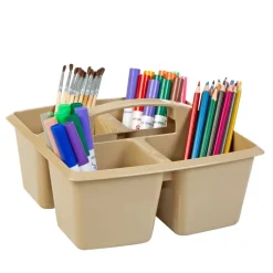 Really Good Stuff® Four Equal Compartment Caddies - Tan-6 Pack