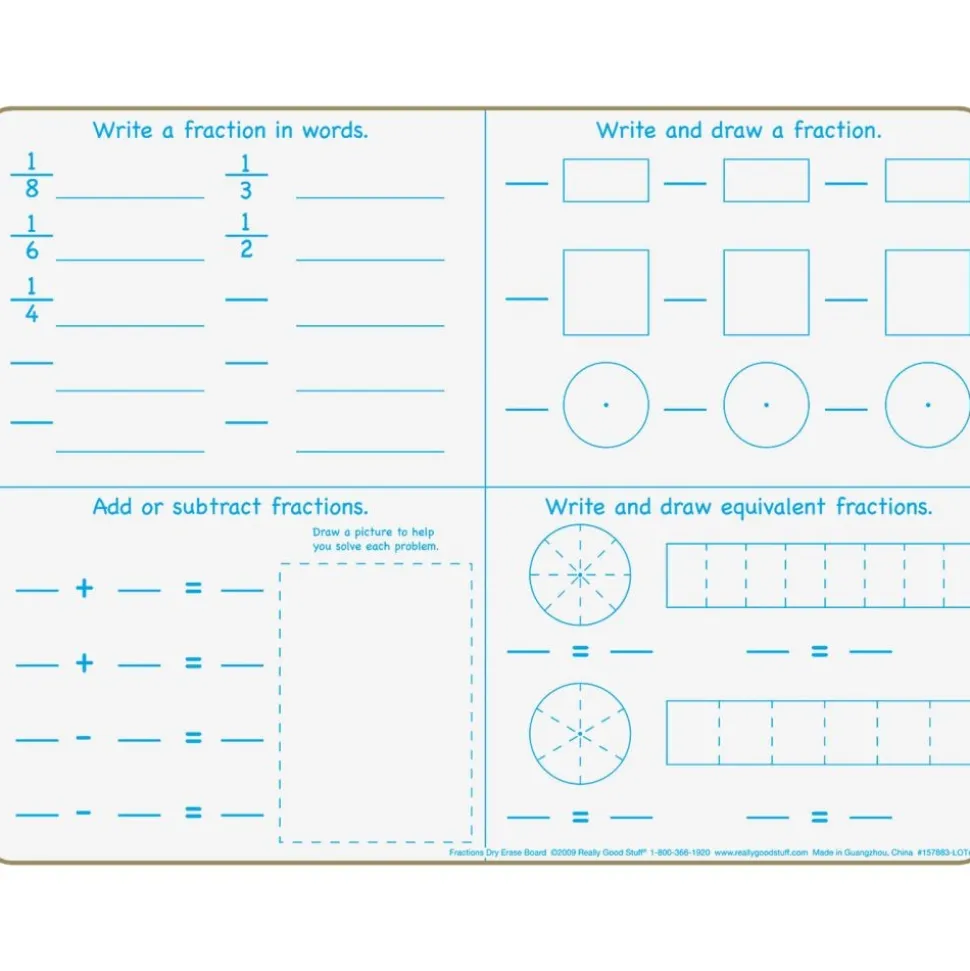 Really Good Stuff® Fractions Dry-Erase Board Set - 6 Boards