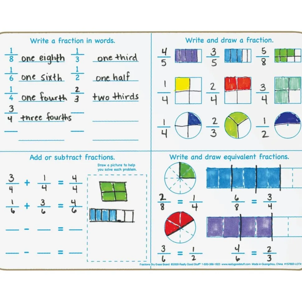 Really Good Stuff® Fractions Dry-Erase Board Set - 6 Boards